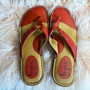 b.o.c. BOC sandals, slip ons, leather flip flops/orange or salmon color size 7